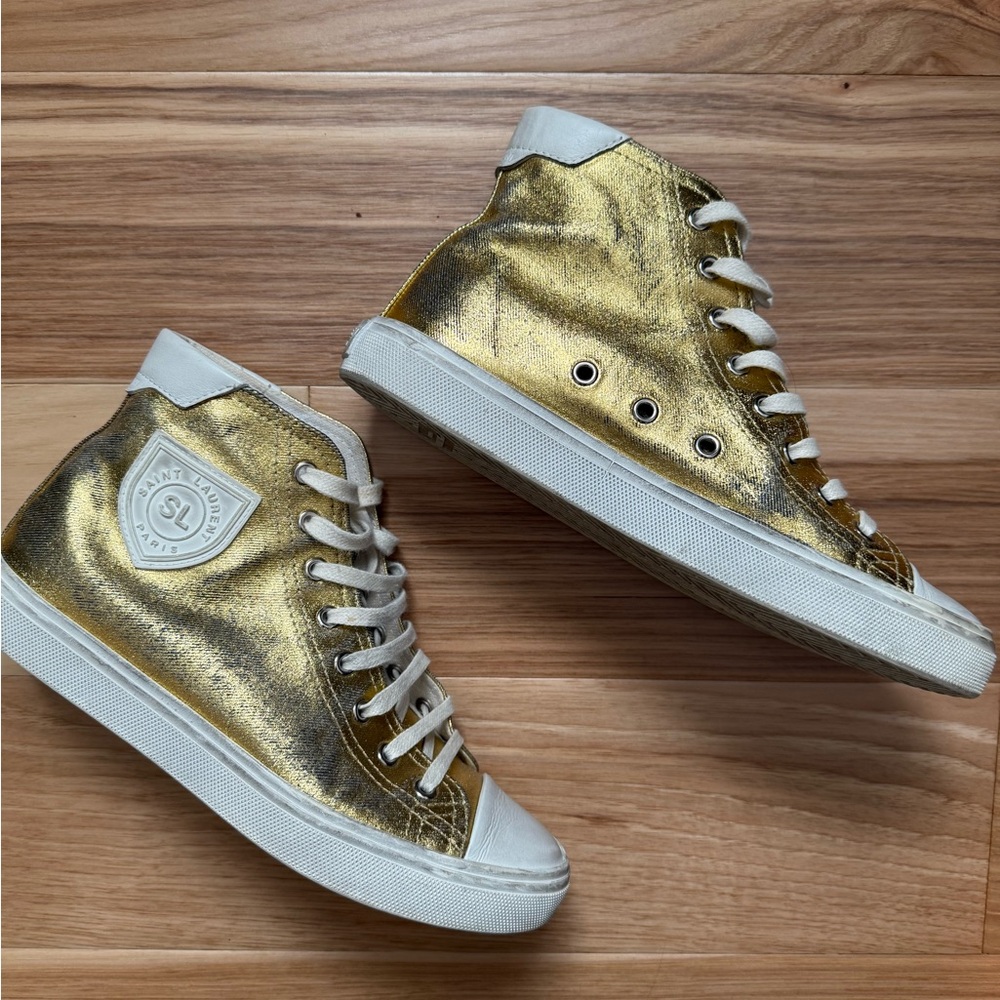 Saint Laurent Paris - Golden High-Top Sneakers